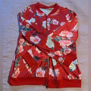 Floral Red Women's Bomber Jacket